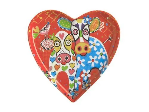 Love Hearts Heart Plate 15.5cm Happy Moo Day