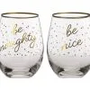 Celebrations Stemless Glass 500ML Set Of 2 Be Naughty/Be Nice