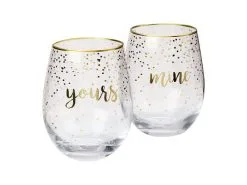 Celebrations Stemless Glass 500ML Set Of 2 Mine Yours Gift Boxed