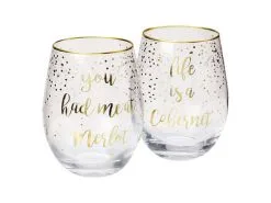 Celebrations Stemless Glass 500ML Set Of 2 Cabernet Merlot Gift Boxed