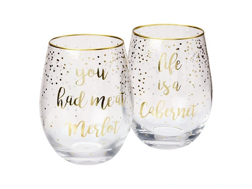 Celebrations Stemless Glass 500ML Set Of 2 Cabernet Merlot Gift Boxed