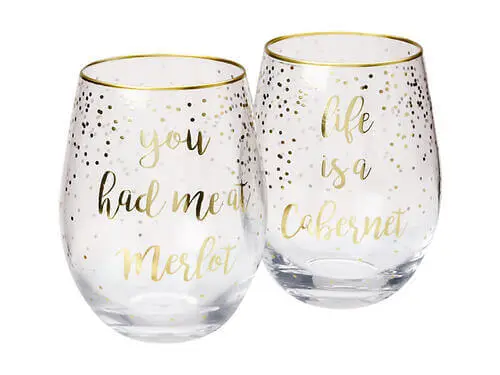 Celebrations Stemless Glass 500ML Set Of 2 Cabernet Merlot Gift Boxed - Image 2