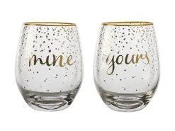 Celebrations Stemless Glass 500ML Set Of 2 Mine Yours Gift Boxed