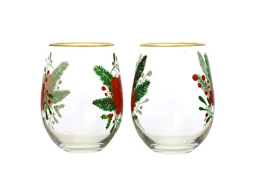 Mistletoe Stemless Glass 500ML Set Of 2 Gift Boxed - Image 2