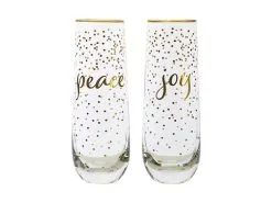 Celebrations Stemless Flute 300ML Set Of 2 Joy Peace Gift Boxed