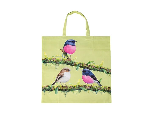 Katherine Castle Bird Talk Tote Bag 40x40cm Pink Robins - Image 2