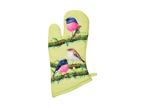 Katherine Castle Bird Talk Oven Mitt Pink Robins - Image 3