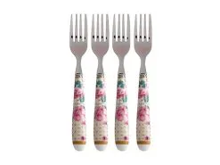 Teas & C's Silk Road Cake Fork Set 4pc White Gift Boxed