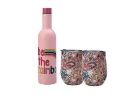 Kasey Rainbow Be Kind Double Wall Insulated Wine Set 3pc Rainbow Gift Boxed