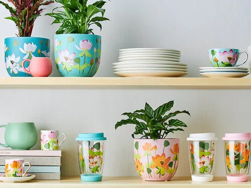 Royal Botanic Gardens Victoria Lotus Planter Pot 12cm Aqua - Image 2